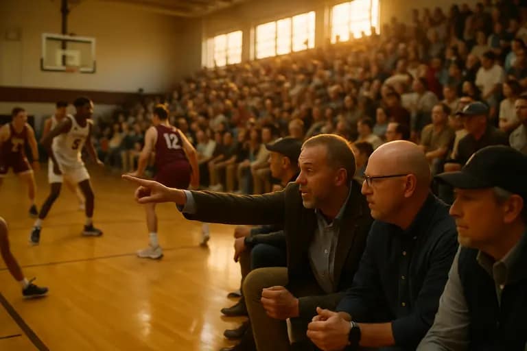 Families and players gather in a Texas prep gym before a basketball game