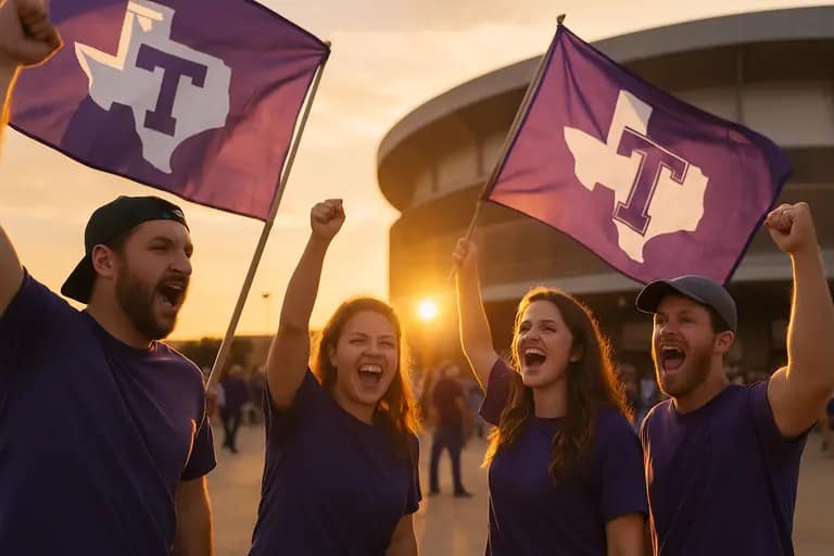 College fans walking toward an arena entrance on game day